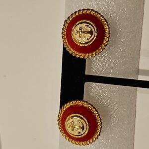 ANCHOR Enamel & Goldtone Pierced Earrings